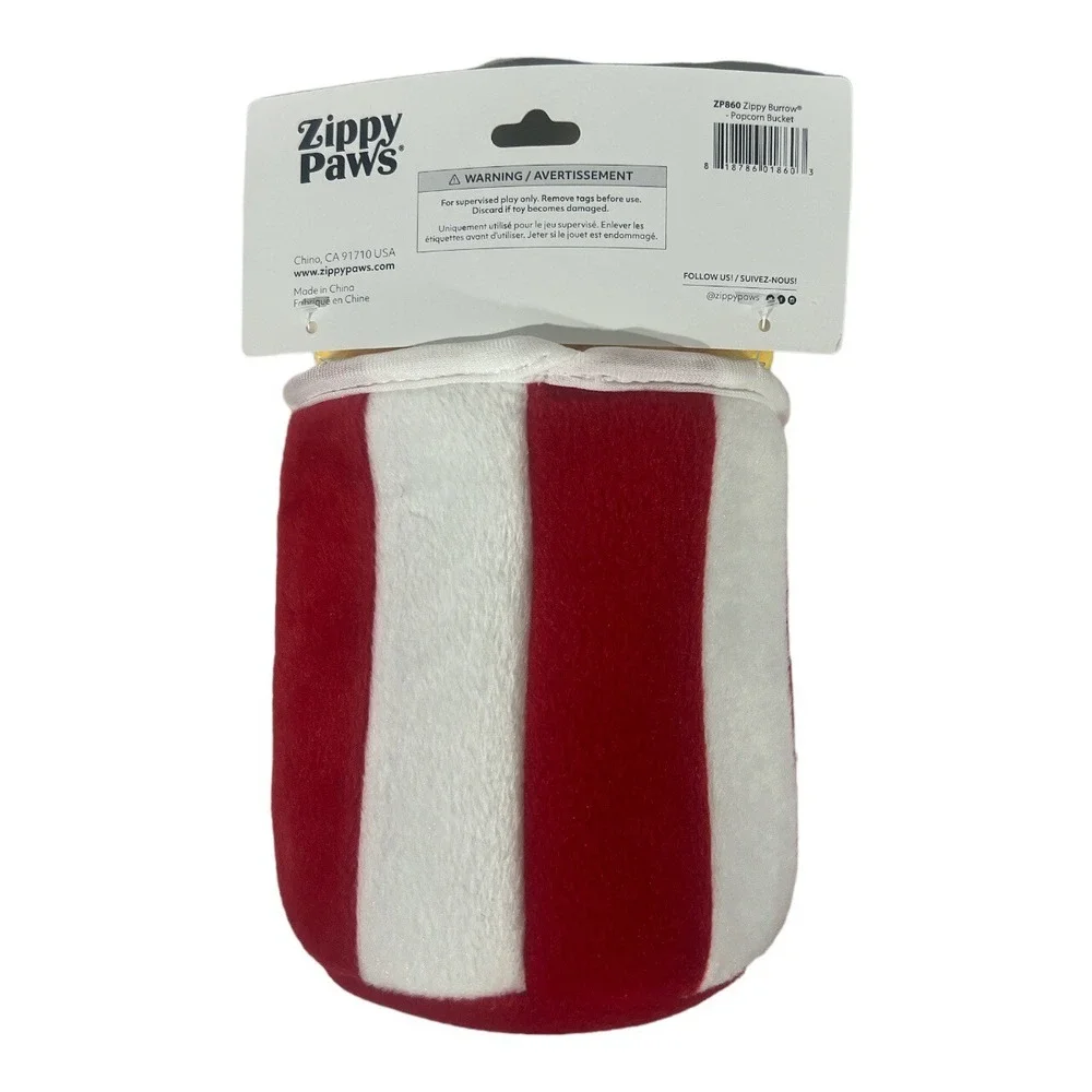 ZippyPaws Burrow Popcorn Bucket Squeaker Plush Dog Puppy Toy